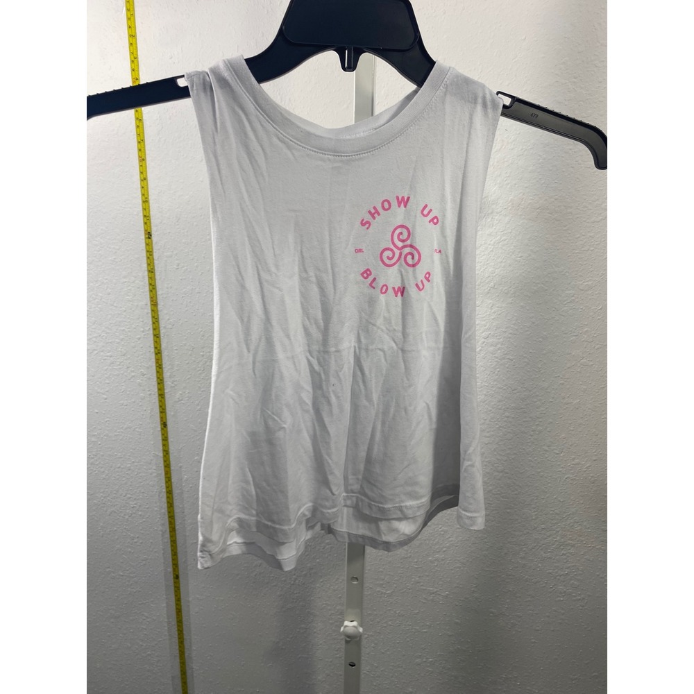 Bella Canvas Show Up Blow Up Athlete Muscle Tank Top White‎ Pink Womens Medium